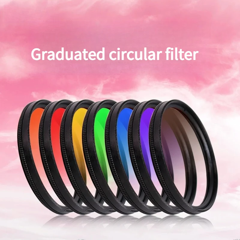 Full-color Circular Filters 37–82mm For Camera Lenses Red Yellow Blue Green For Landscapes And Skies Solid Graduated Colors