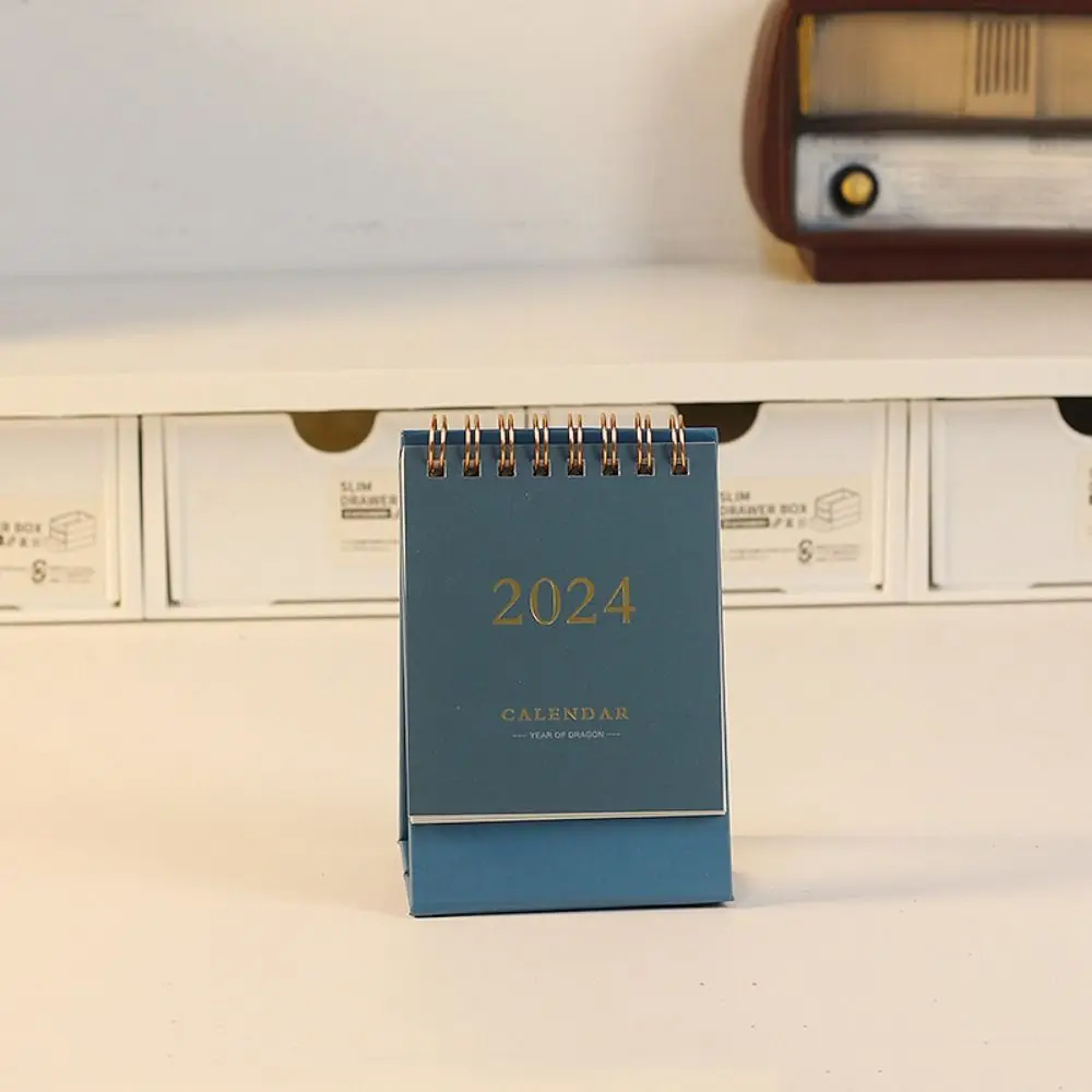 Simple Minimalism Mini Desk Calendar Paper Mini 2024 Calendar Planning Standing Flip Calendar Notepad