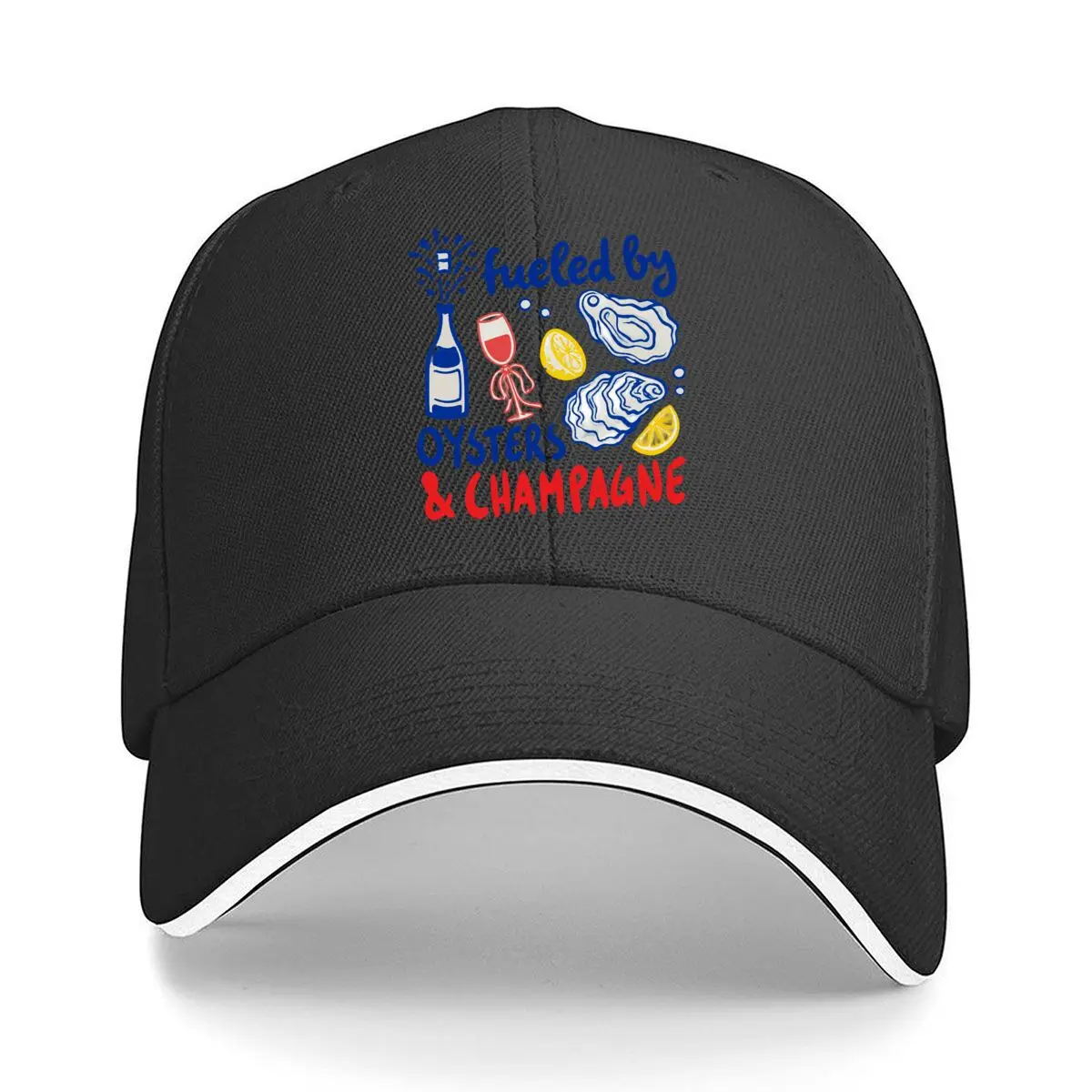 Fueled By Oysters And Champagne Oyster Shells Lemon Slices Hip Hop hat Fashion Outdoor Sports Sandwich Baseball Cap