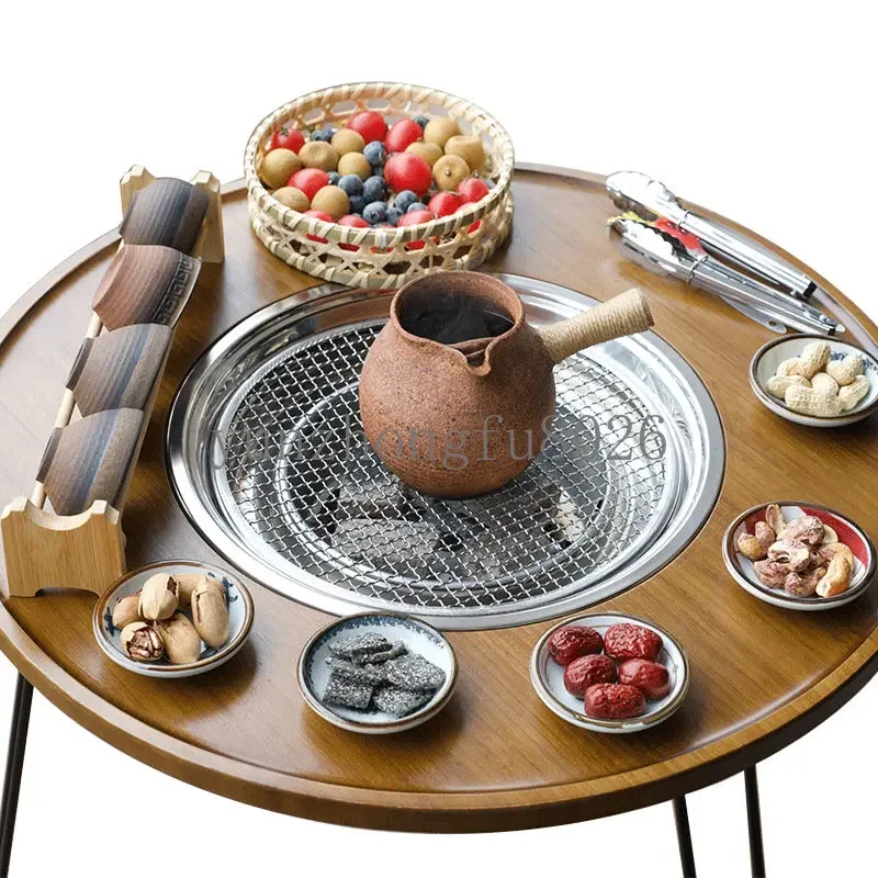 

Outdoor Portable Stove Cooking Tea Table Foldable Charcoal Tea Table Charcoal Home Balcony Tea Courtyard Tea Making Table