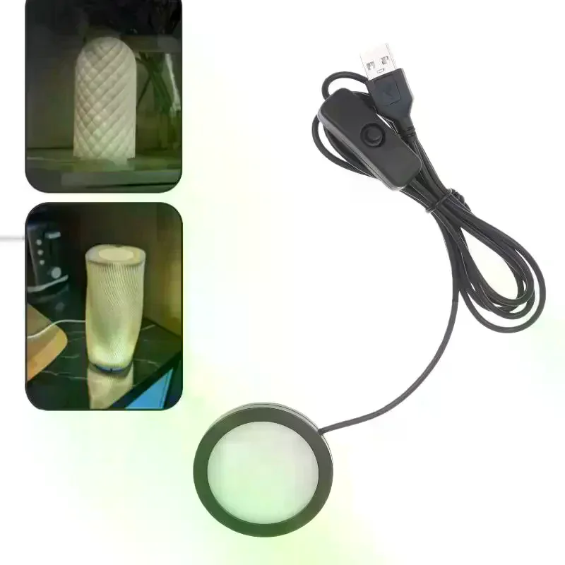 1Pcs For Bamboo Led Light Parts DIY Model Warm/White/Neutral Black USB Round Ultra-thin Light For Bambu Lab Lamp Kit Hardware