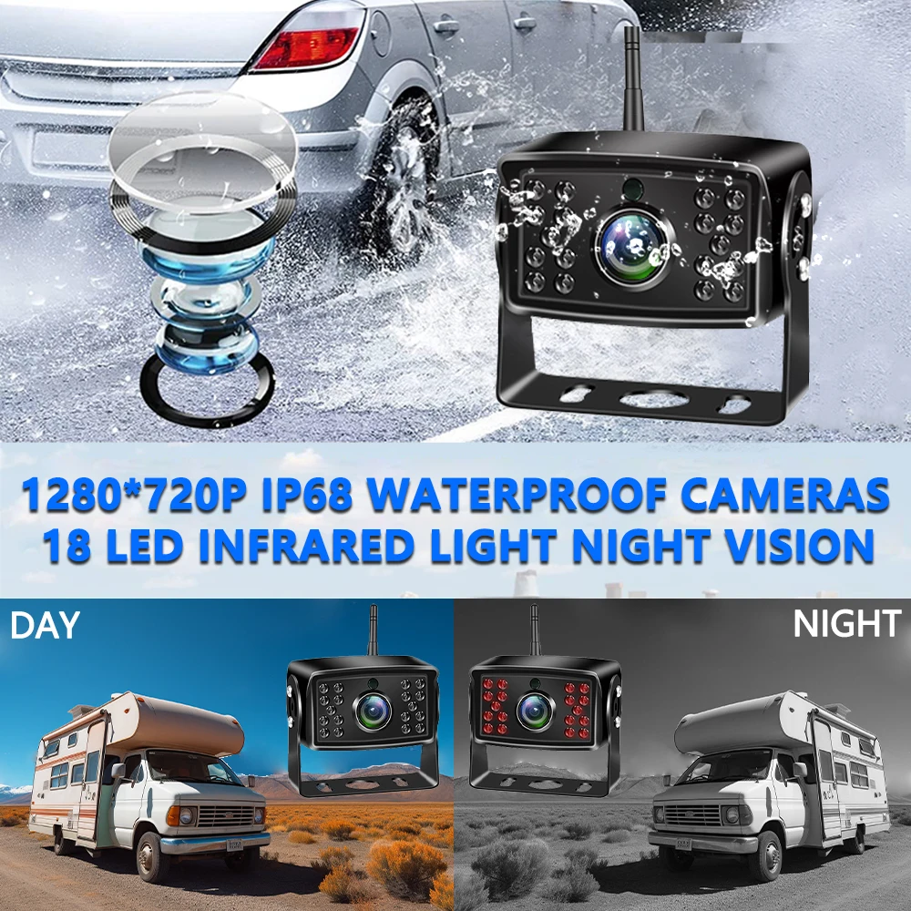 10.1 بوصة RV الرقمية 2.4G مركبة لاسلكية DVR BSD 720P IR للرؤية الليلية HD شاشة كاميرا عكس مسجل وقوف السيارات للشاحنة