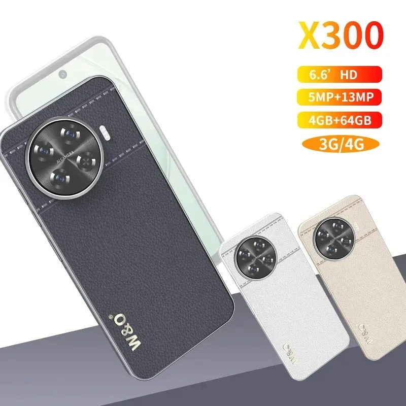 W & O-X300-teléfono inteligente ultradelgado con Android 10, Smartphone de 6,6 pulgadas, 4GB de RAM, 64GB de ROM, batería de 4800mAh, cuatro cámaras de 13MP, SIM Dual