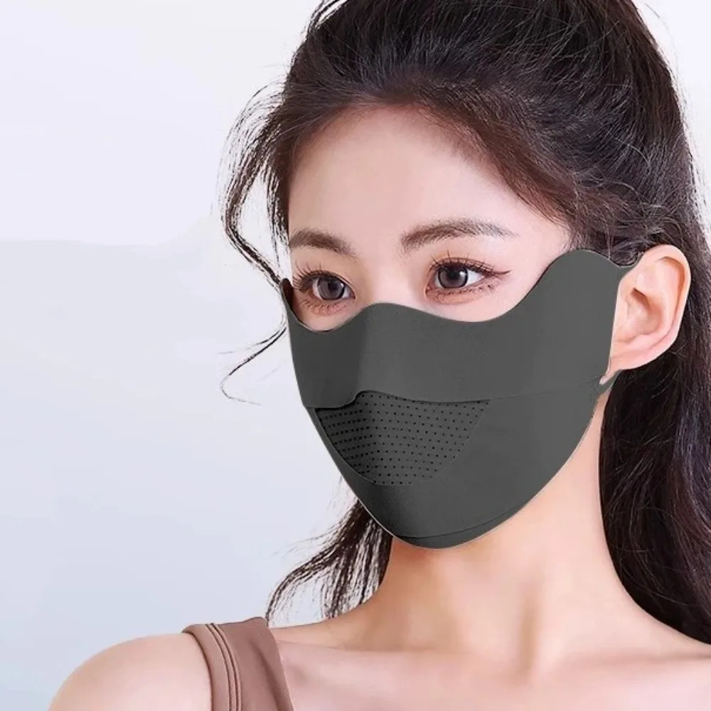 

Sun Protection UV Face Mask Solid Color Quick Drying Cycling Face Cover Dustproof Breathable Ice Silk Sunscreen Mask Gardening