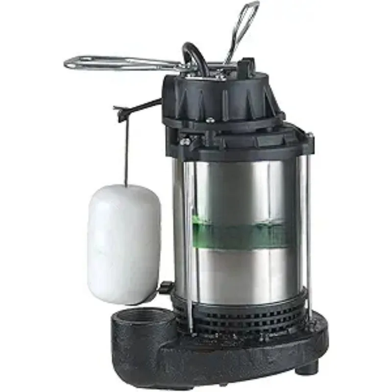 1 HP Submersible Cast Iron and Stainless Steel Sump Pump with Integrated Vertical Float Switch - 6,100 Gallons Per Hour