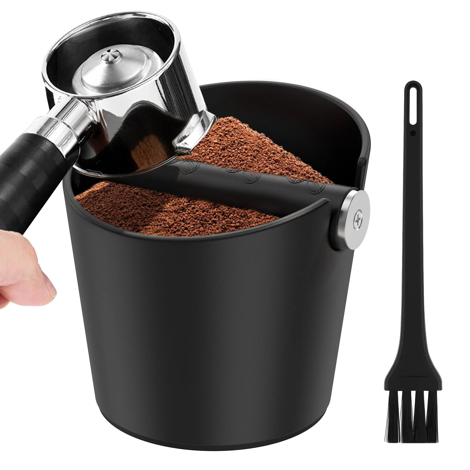 Contenedor de Posos de Café, Recipiente para Desechar el Café Molido, con Base Antideslizante y Barra Metálica Extraíble para el Hogar o Cafetería