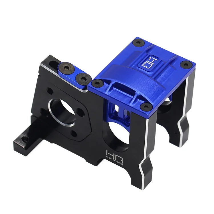 HOT RACING SLG38M01 Alum Sliding Rail Lock Motor Mount Traxxas Sledge 1/8 | 6061 Black/Blue | Fins | Top Mesh Adjust | Repl. Par