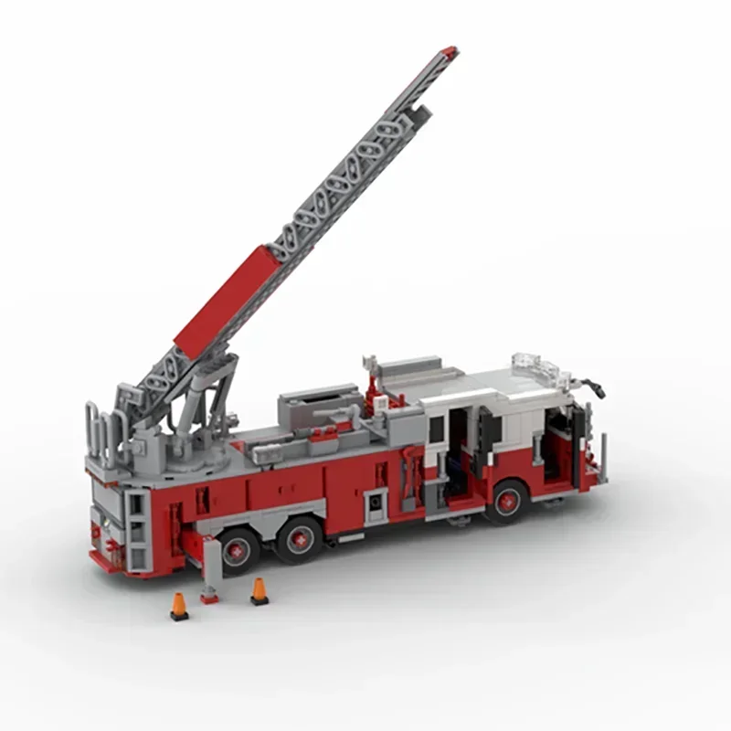 Moc Building Blocks Car Series New York Fire Brigade Ladder 102 Express Model Technology Bricks Brand-name Vehicle DIY Toys