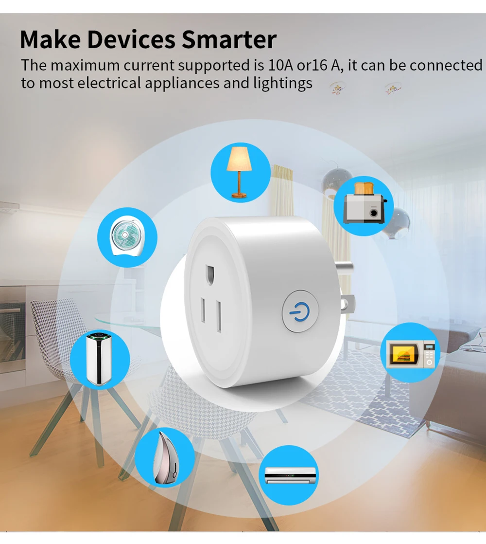 App Wifi Smart US Plug 10A Mini Smart Socket for Remote Vioce Group App Control Timing Support Intelligent Alexa Google Home