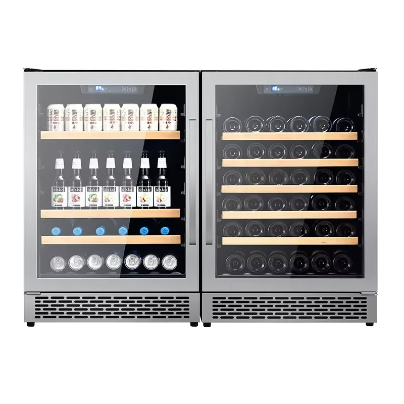 Vintage LED Wine Cooler Refrigerator Professional Integrated Freezer Cellar Custom Appliance for Home Bar Kitchen Storage