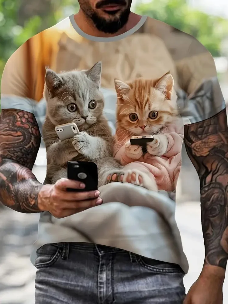 جديد مضحك الدهون القط المطبوعة الرجال تي شيرت قصير الأكمام للجنسين الصيف الترفيه تيز الحيوان ثلاثية الأبعاد طباعة موضة طاقم الرقبة لطيف الملابس