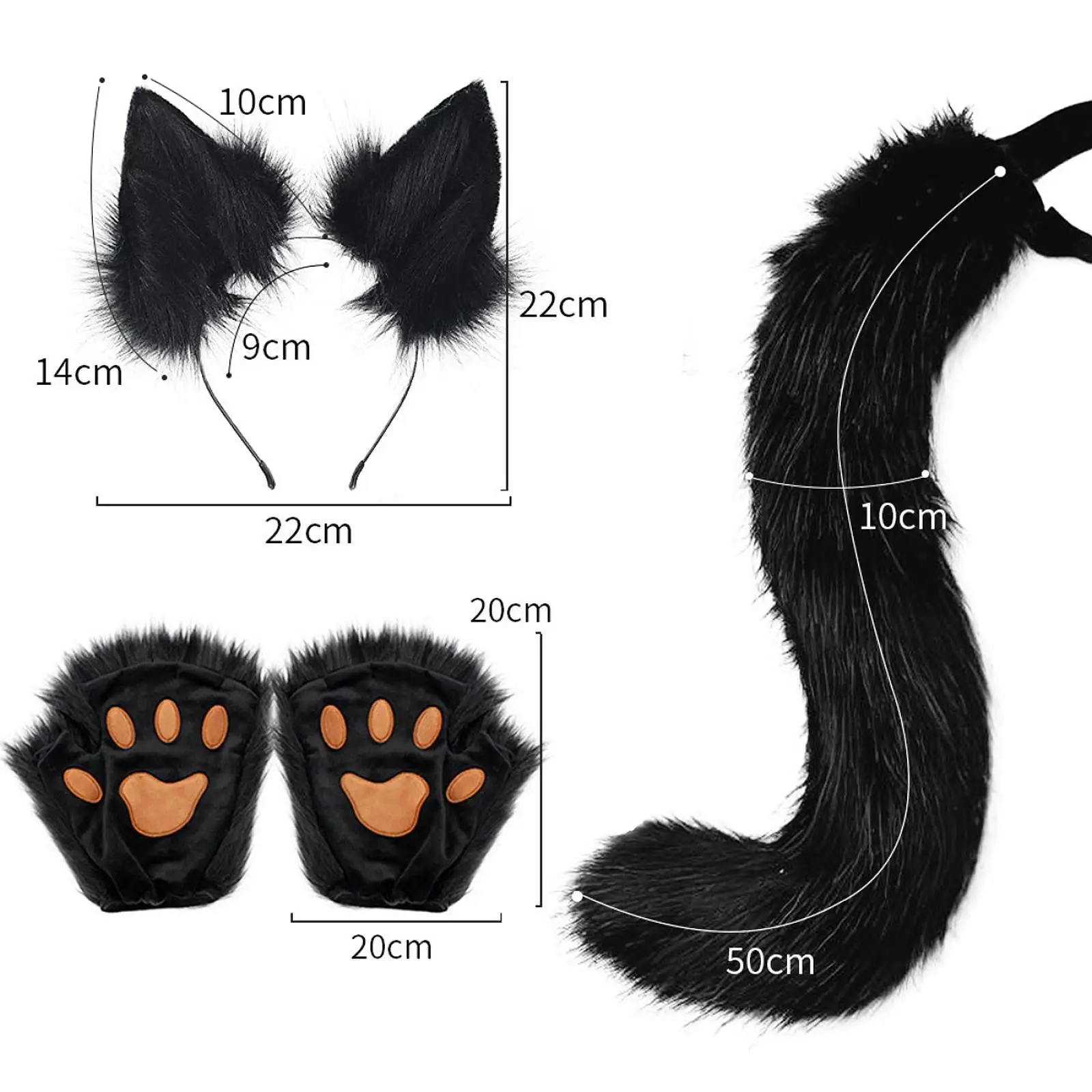 Fox Ears Tail Paw Set Hoofddeksels Kinderen Volwassenen Cosplay Animal Fox Kostuum Set voor