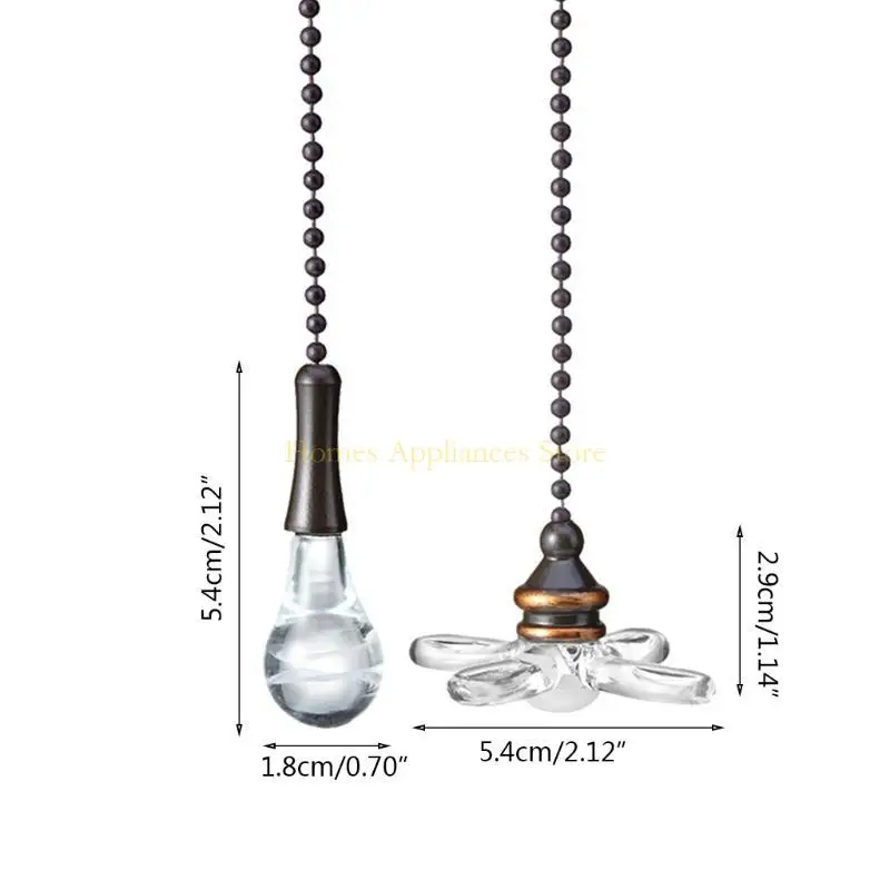 D0AB 2 PCs Deckenventilator Perlen -Kugel -Fächer -Pull -Kette Anhänger Kronleuchter Reißverschluss Pullschleife