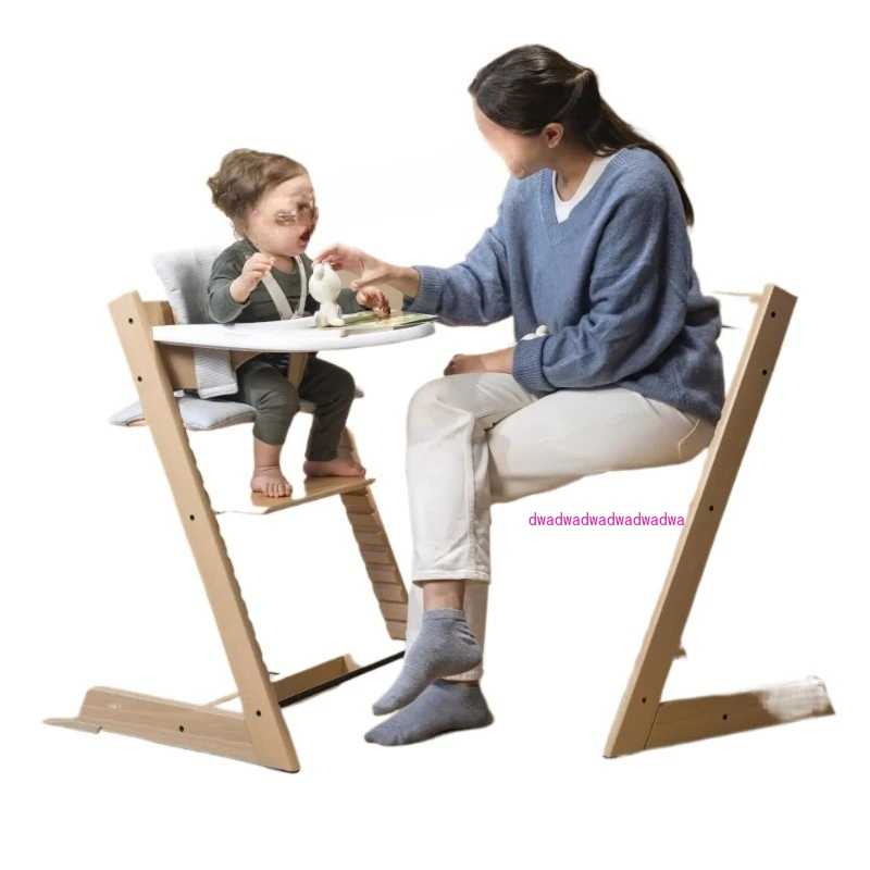 

Wooden High Chair Grow with Your Child Adjustable Chair for Toddlers, Children Adults Convenient Baby Set with Removable Harness