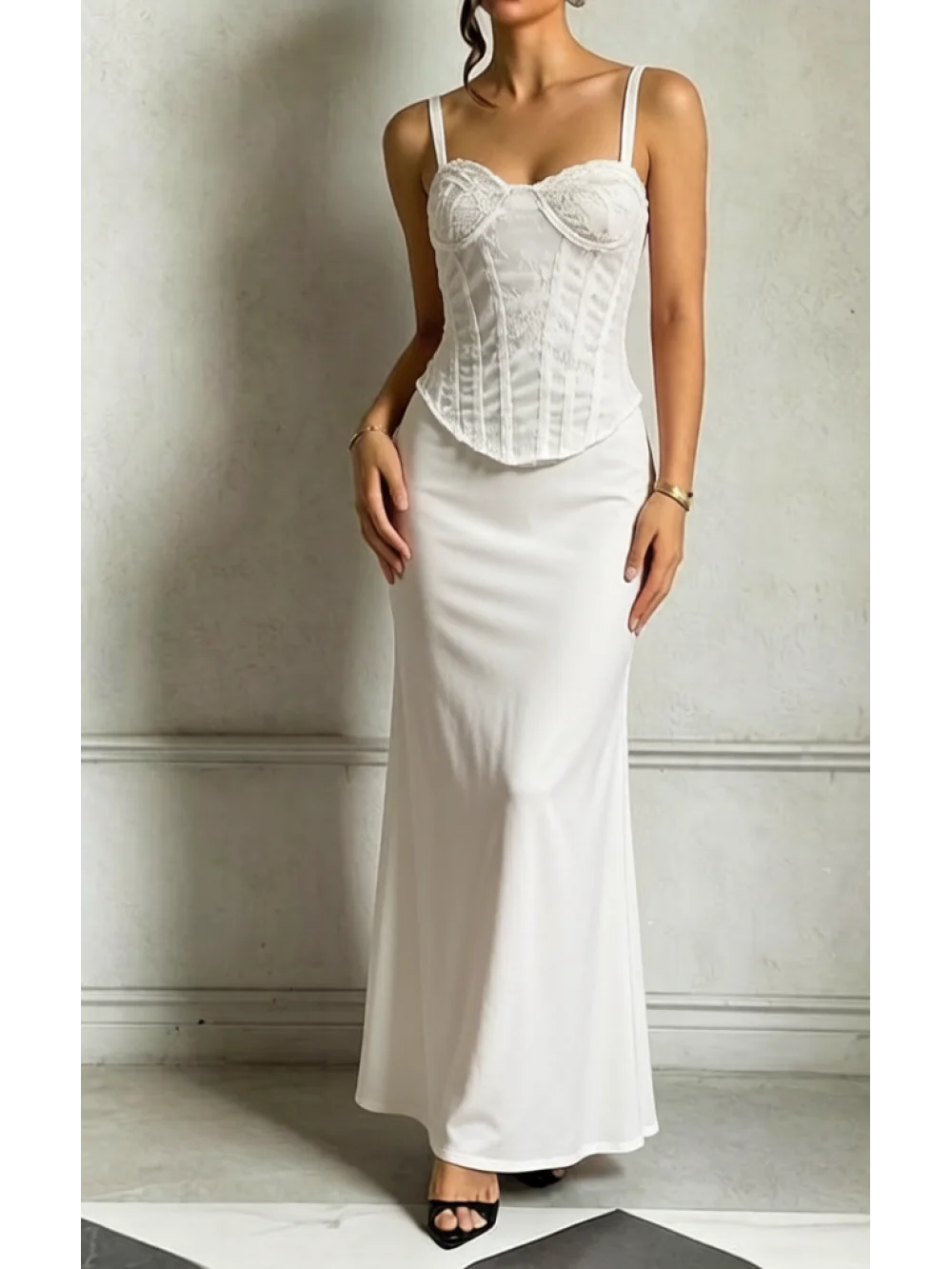 026 New Summer Vintage Palace French Strap Top Long Half Skirt Two Piece Set Wedding Ball Party Trendy Elegant Leisure Vacation