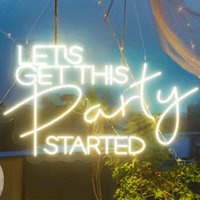 Let's Party LED 네온 사인, 파티 별 LED 네온 라이트 램프, 방 장식용 야간 조명, 빛나는 네온 사인