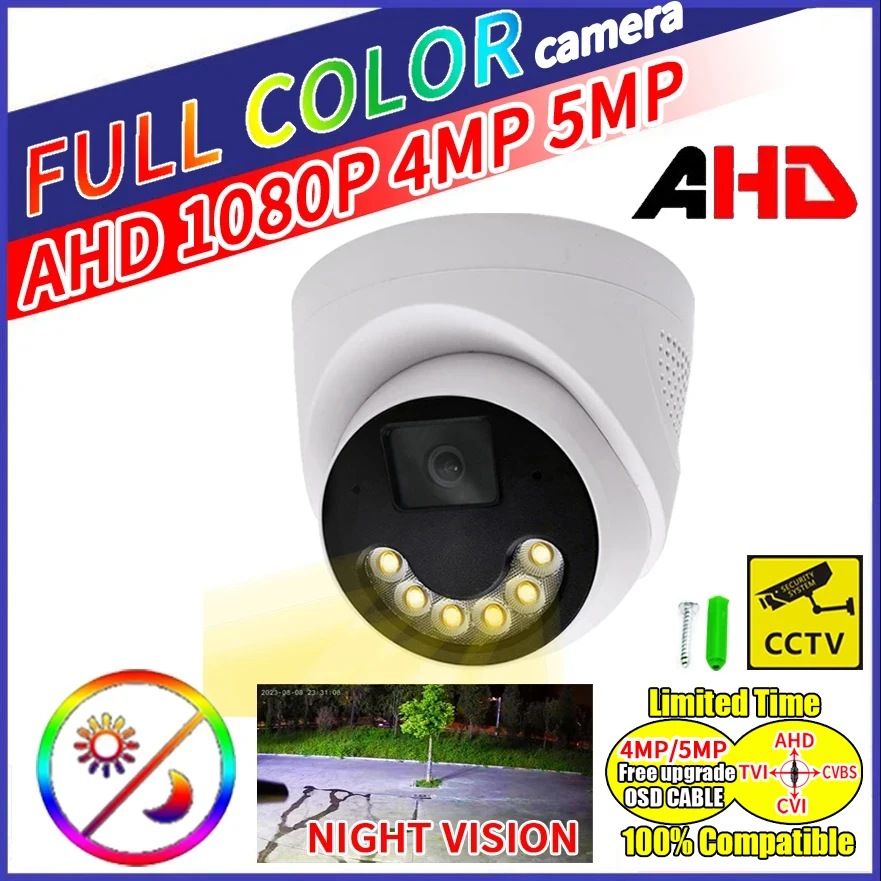 

5.0MP 24h Full Color Night Vision CCTV Dome AHD Camera Indoor 4MP 1080P Analog Auto Luminous Led Digital H.265 4in1 Home Video