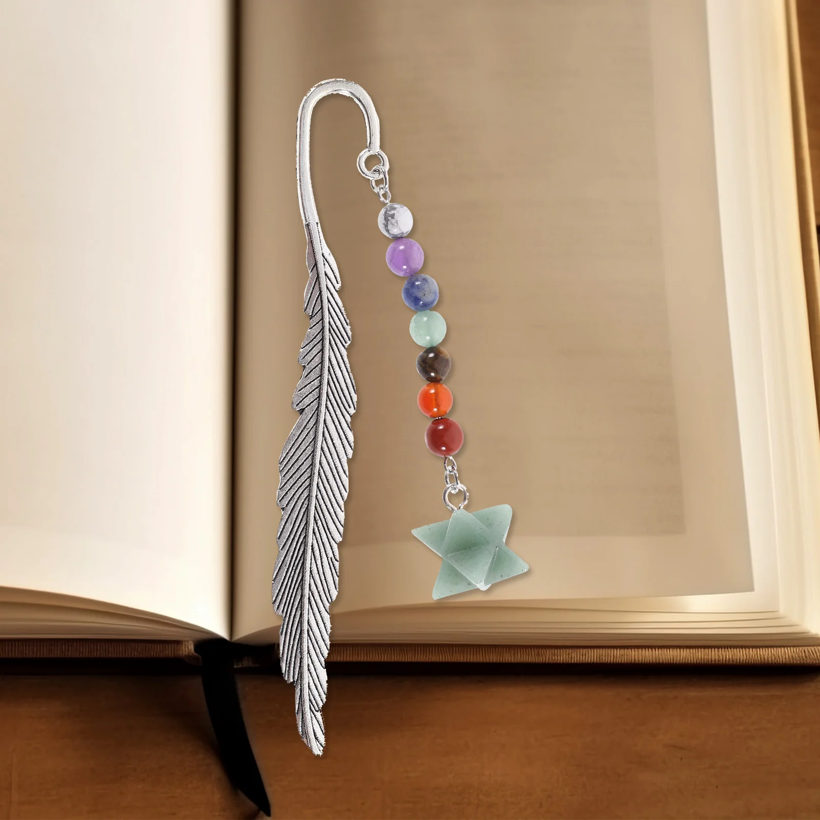 

Colorful Merkaba Metal Bookmark White Crystal Multi Function Reading Gift Plume Bookmarks Teachers Students Practice