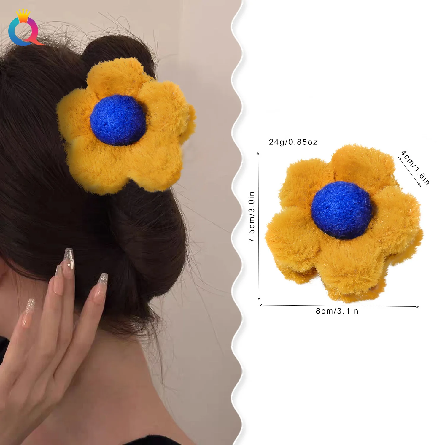 Flower Shape Plush Hairpin, Senior Sense Hairpin, Nova Moda, Outono e Inverno, Atacado