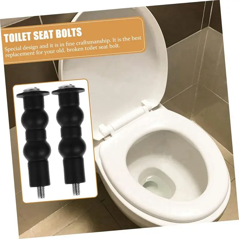 ABJI-4-Pack Toilet Screws Toilet Fixing Bolts Toilet Seat Bolt Caps Suitable For Toilet Top Mount Toilet Seat Bolts Black