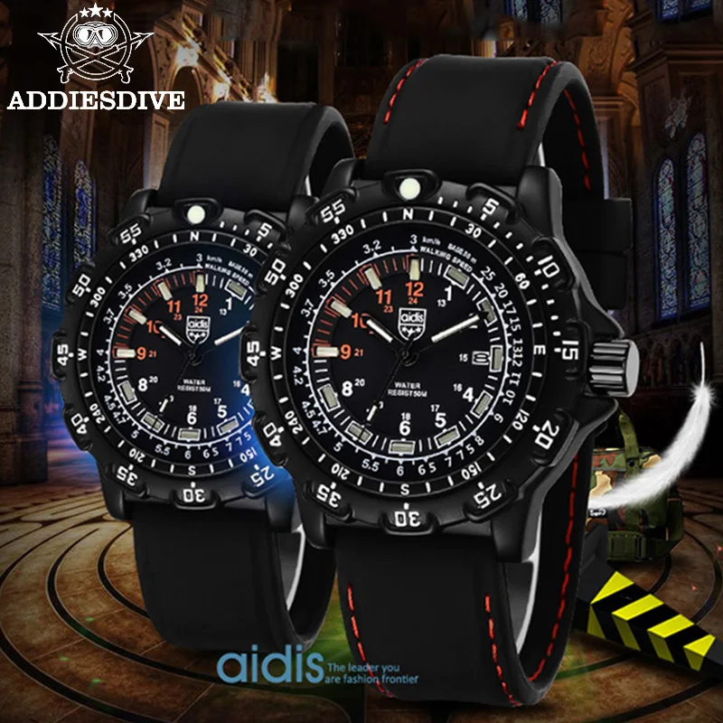 Addies Top High-end Man Military Quartz Watch SEAL Army Outdoor Luminous Tube Diving Men Watch Waterproof 50 M Relogio Masculino