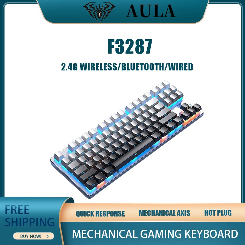 

Aula F3287 Side Engraving Mechanical Keyboard Wireless Three - Mode Wired E-Sports Games Exclusive Keyboard Low Latency Gift