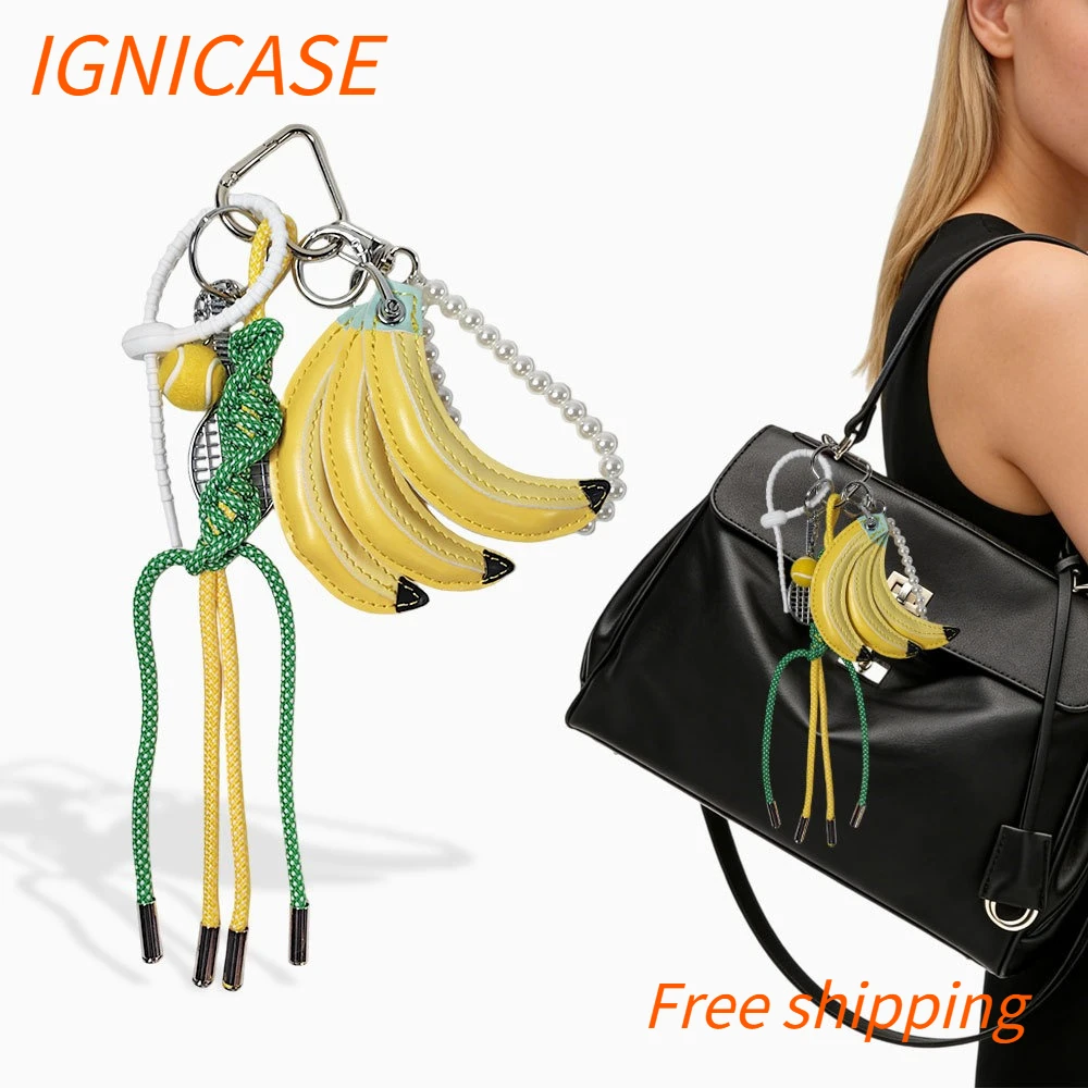 IGNICASE 2026 New PU Peel Banana Keychain Creative Funny Fruit Bag Pendant Women's Bag Pendant Personalized Fruit Series