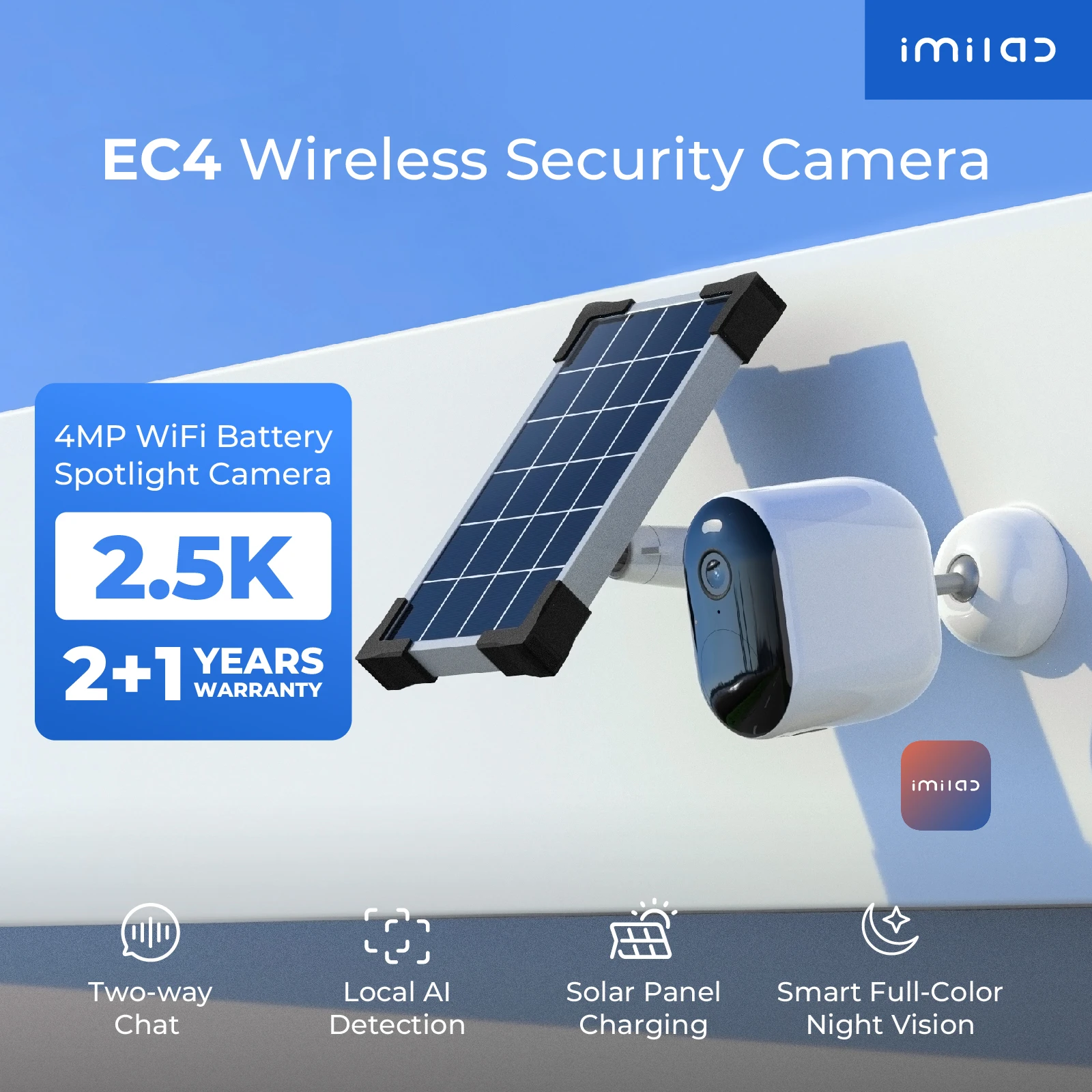 

Камера IMILAB EC4, наружное видеонаблюдение, 2,5K HD, IP, Wi-Fi, веб-камера, беспроводной умный дом, двор, защита, монитор видеонаблюдения