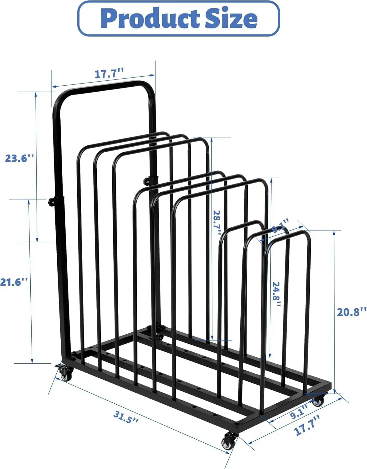 Modern Black Art Canvas Storage Rack with Handles and Casters Convenient Metal Canvas Rack for Studio Storage