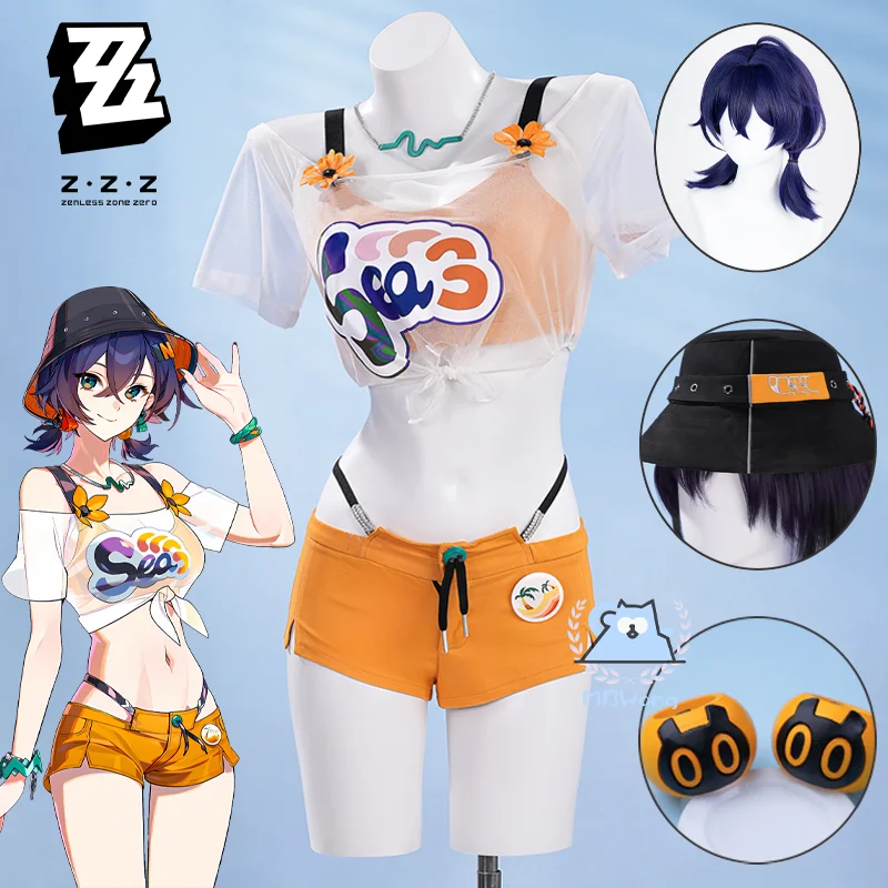 

Game Zenless Zone Zero Belle Cosplay Costume Belle Summer Skies Outfit Wig Hair Clip For Summer Hallowmas Party Adult Props Girl