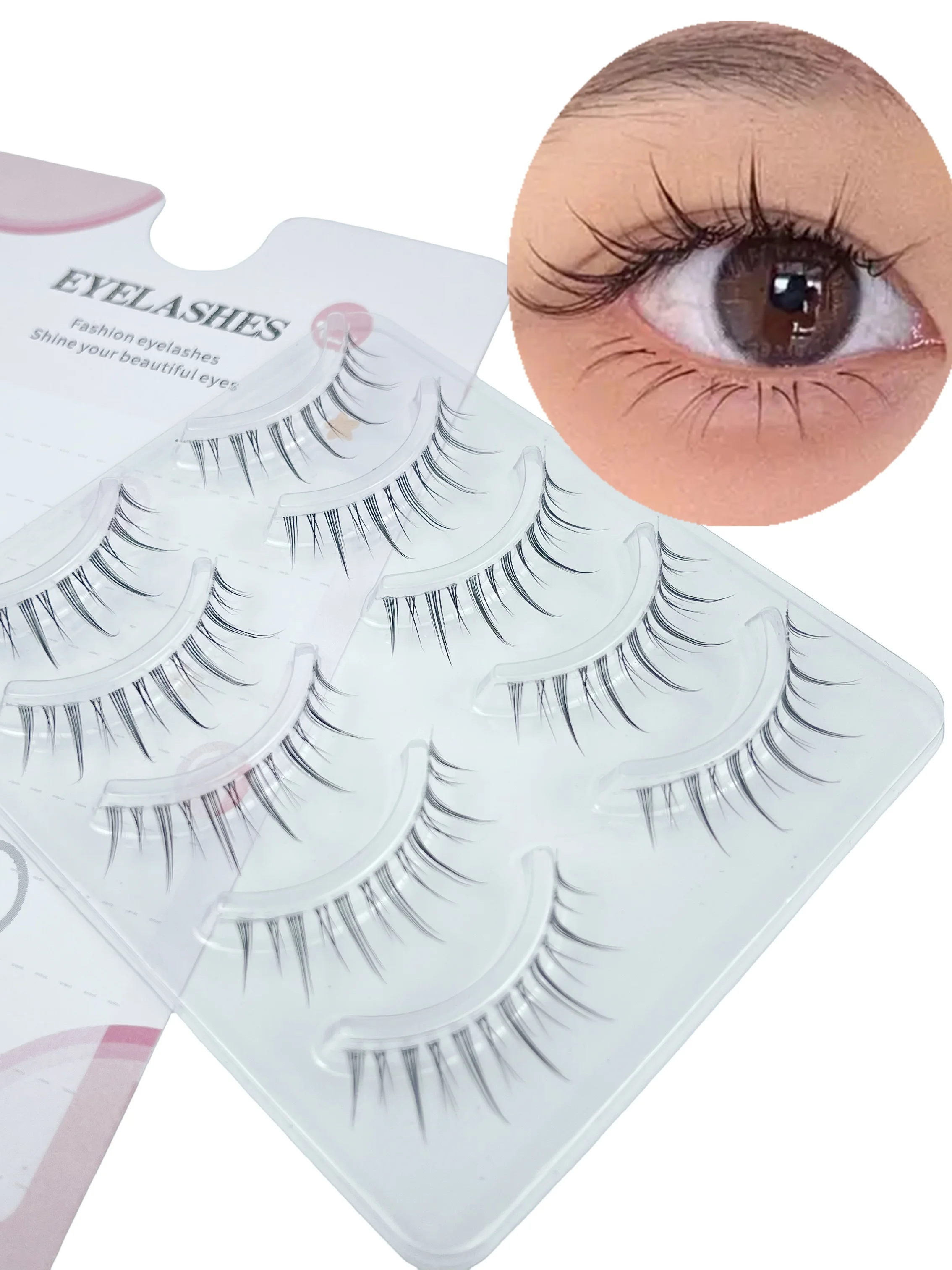 5 أزواج من الرموش الصناعية الممتدة - مظهر طبيعي، عين قطة مدببة، رموش صناعية على الطراز الكوري - خفيفة الوزن وقابلة لإعادة الاستخدام