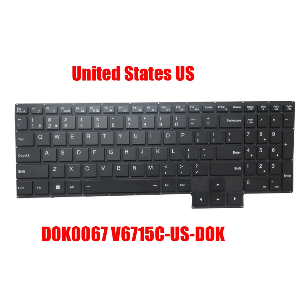 

Клавиатура для ноутбука DOK0067 V6715C-US-DOK, США, черная, без рамки с подсветкой, новая