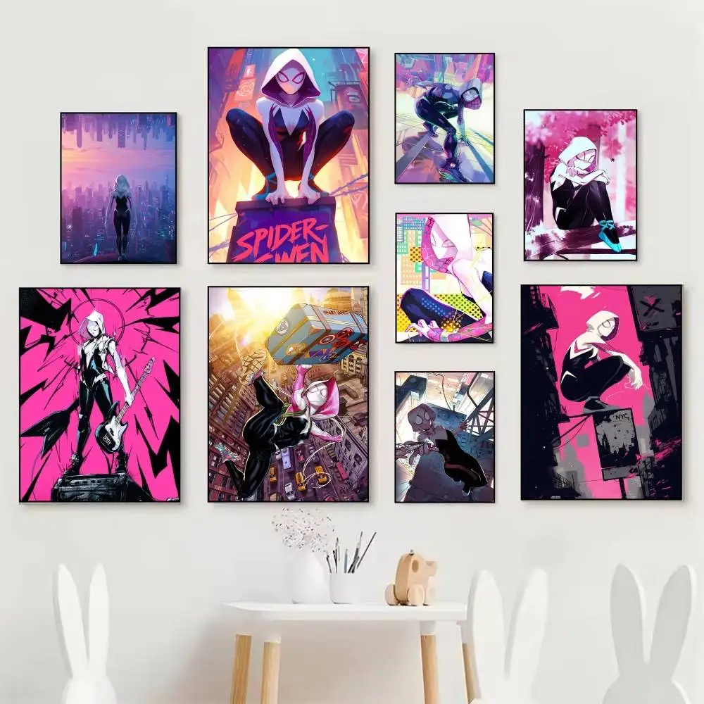 Anime Beautiful Spider Girl Cool Girl G-Gwen S-StacyS Poster Home Living Room Bedroom Bar Cafe Art Decor