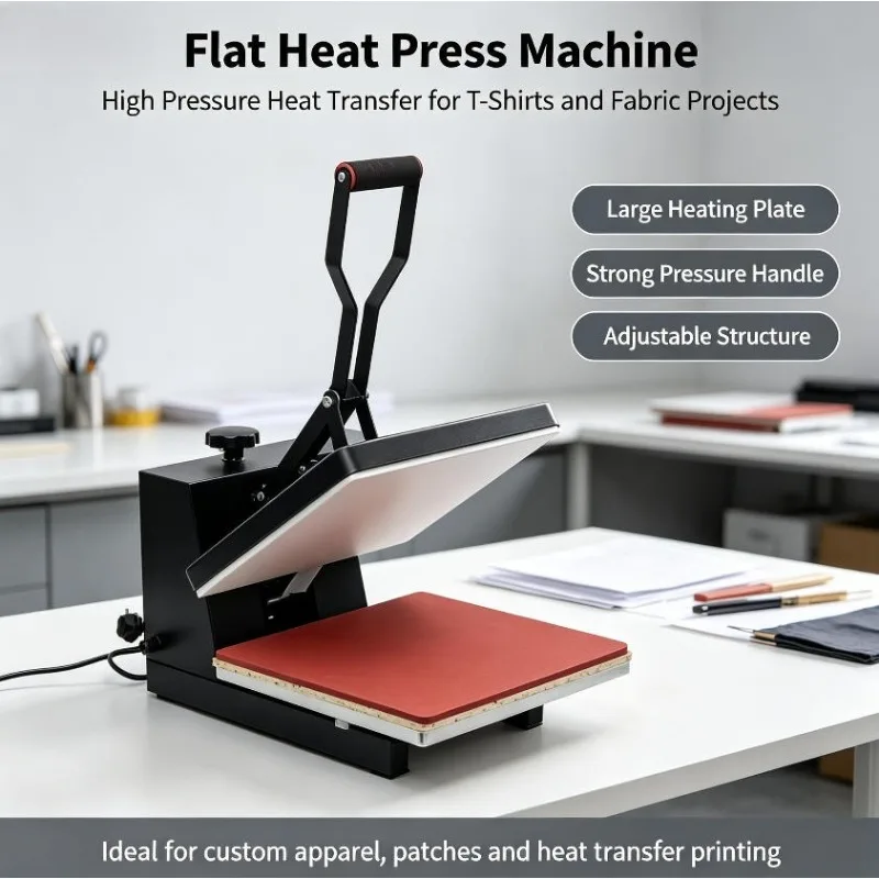 38x38cm Manual Flat High Pressure Heat Press Machine, Heat Transfer Sublimation Printer for T-Shirt Clothes Logo Printing