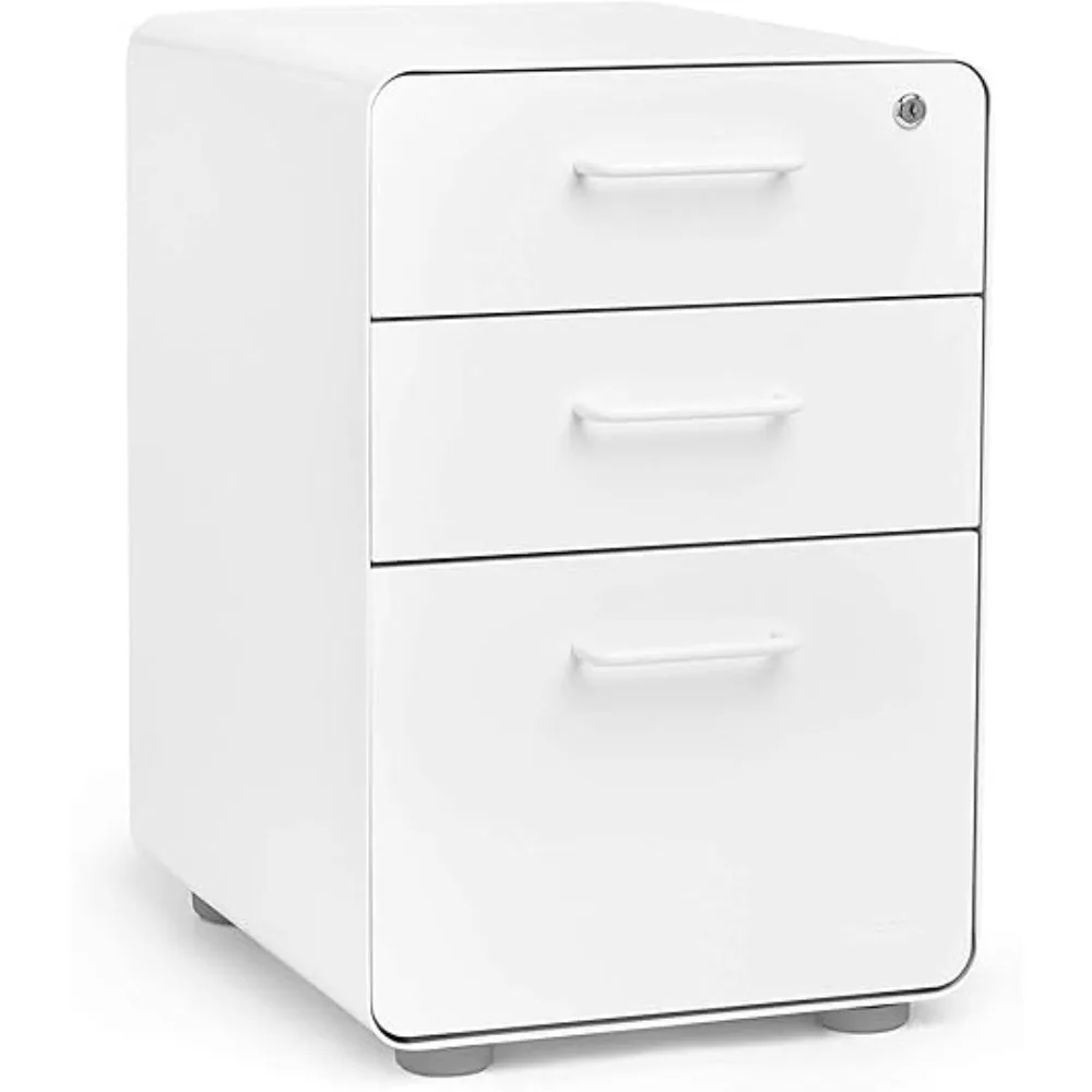 

Stow 3-Drawer File Cabinet - White, 2 Utility Drawers and 1 Hanging File Drawer, Fully Painted Inside and Out, Powder-Coated