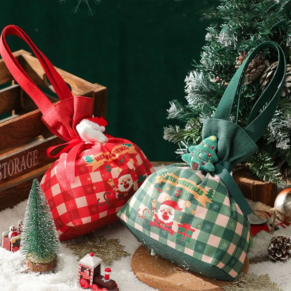 

Portable Cute Christmas Handbag Santa Claus Cartoon Xmas Eve Packaging Bag Large Capacity Handheld Christmas Gift Box Fruit