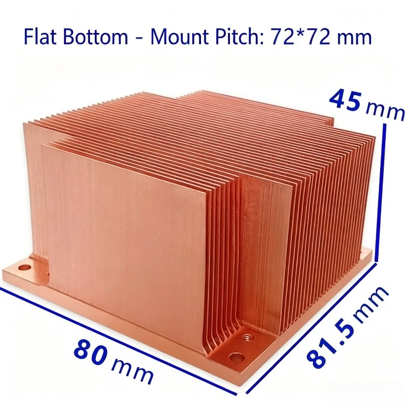 80mm Pure Copper Heatsink Cooling Fan for TEC Peltier Module, Laser LED Medical IC Chip Heat Sink Fins