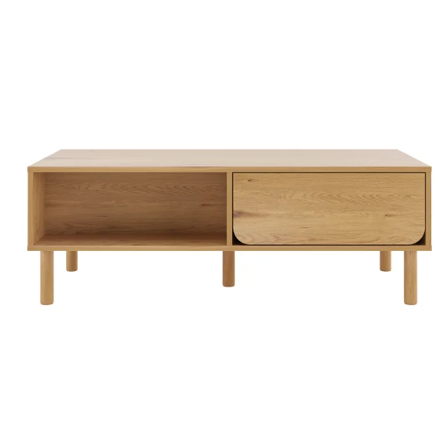 xx-Mid Century Modern Center Table with Storage Drawer and Open Shelf for Living Room^