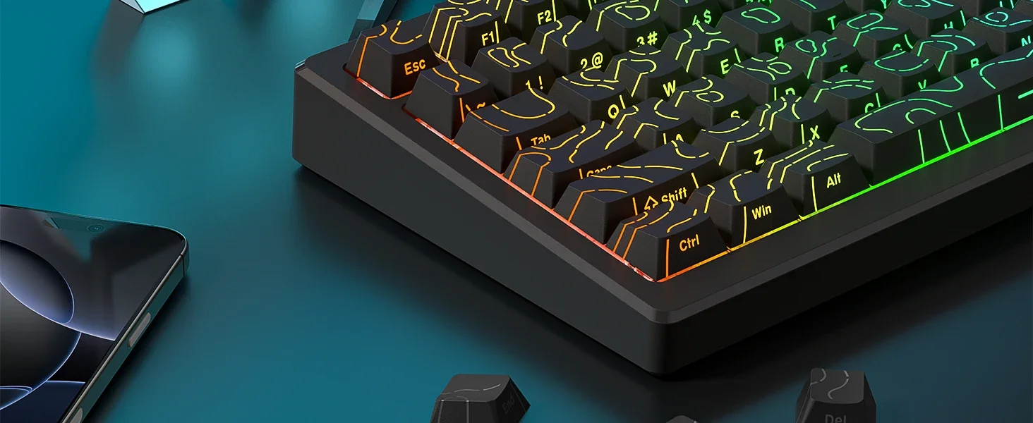 2026 Line Gradient Side Shine Through Keycaps Cherry Profile PBT Custom Keycaps für 60% 65% 75% 96% 98% 100% mechanische Tastaturen – Detail 3