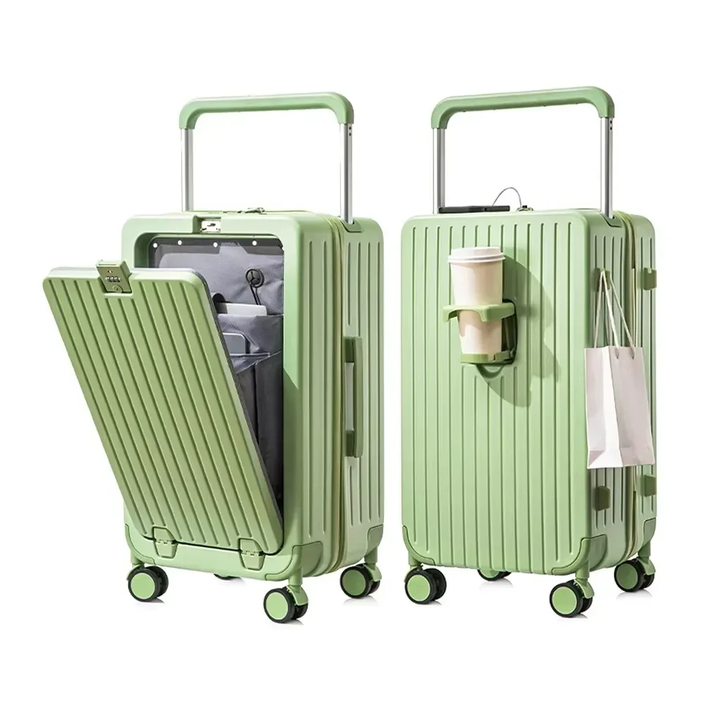 20'' 22'' 24'' 26'' Suitcase Rolling Luggage Travel Front Open Suitcase Cosmetic Wide Trolley Handle Carry on Luggage with Wheel