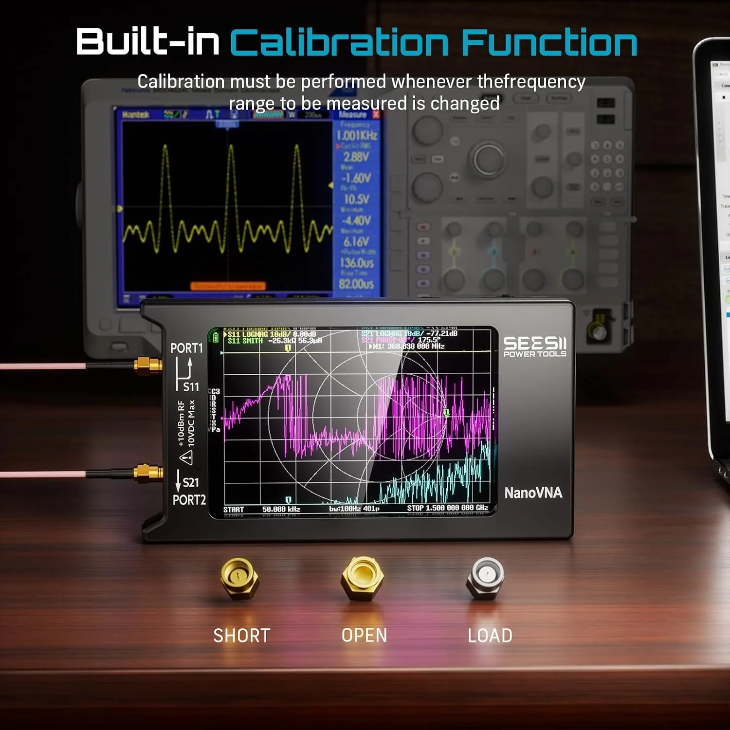 SEESII NanoVNA-H4 Vektor-Netzwerkanalysator mit EVA-Schutzhülle, 4-Zoll-Touchscreen-VNA-Kit, 10 kHz–1,5 GHz, für S-Parameter VSWR – Detail 4