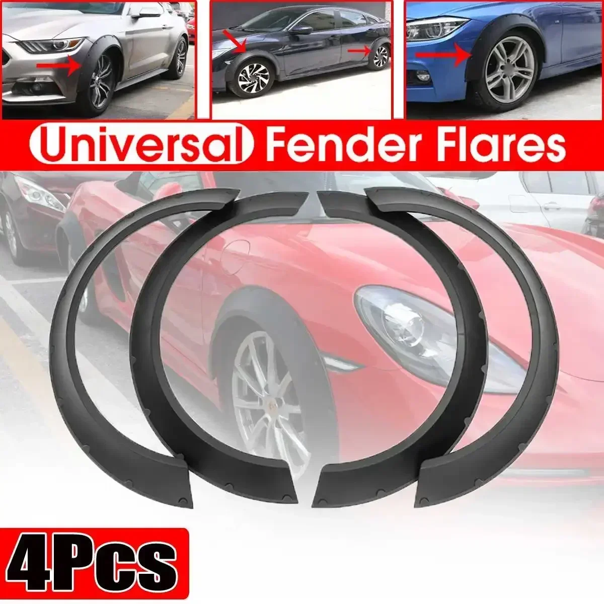 4Pcs Universal Car For Fender Flares Flexible Wide Wheel Arches For Benz CLA GLA A B W117 C117 For BMW F30 F80 M3 F82 Body Kit