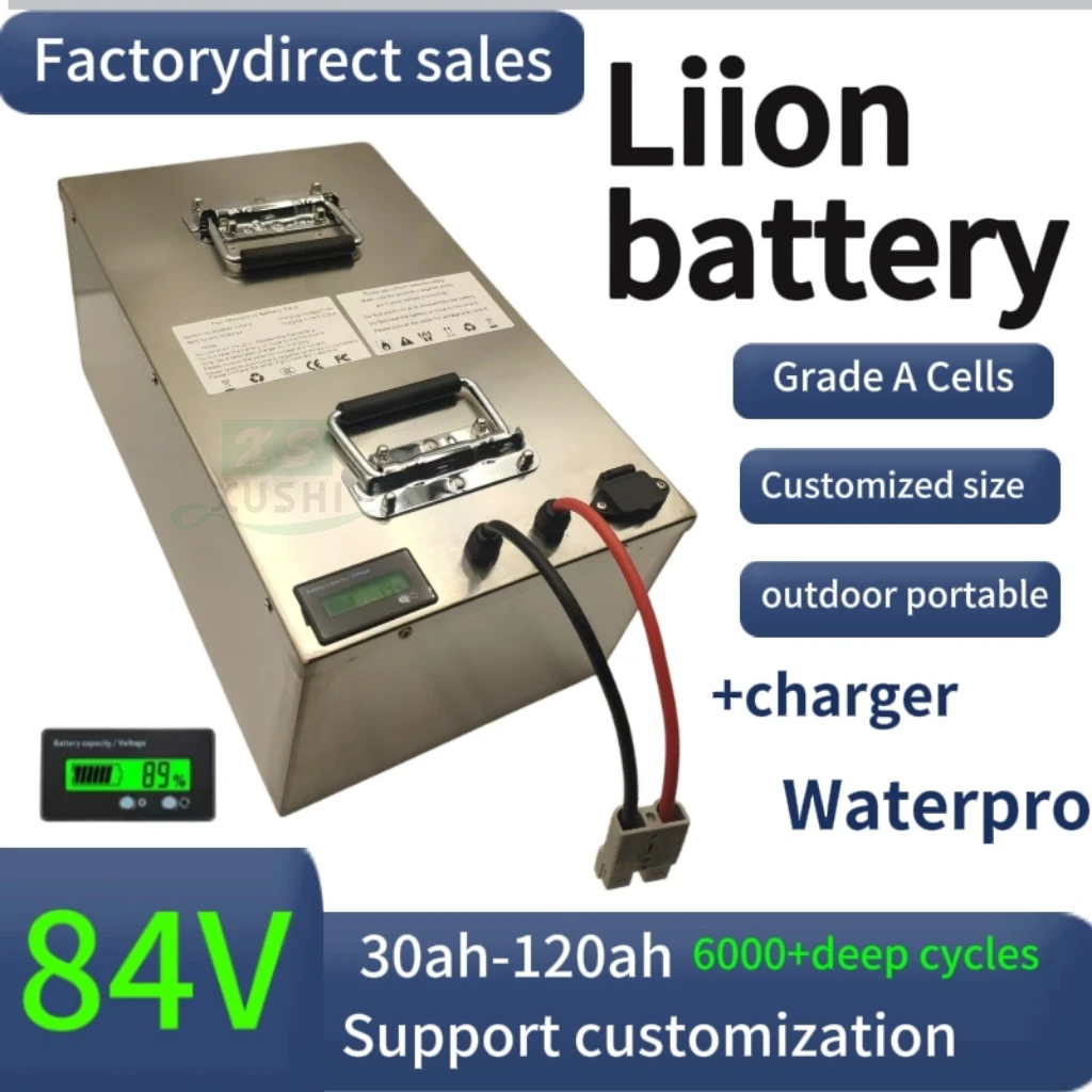 

XS 84v 50Ah 30Ah литий-ионный аккумулятор 100Ah 84V 60Ah 80Ah bluetooth APP BMS для мотоцикла 5000w напольная тележка для гольфа + зарядное устройство 10A