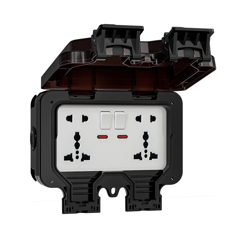 Imagem -05 - Internacional 2gang10pin Ip66 Impermeável Parede Exterior Interruptor Dual Power Outlet 13a Painel de Controle ac 220250v