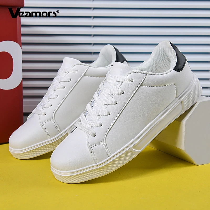 

Women's White Shoes PU Leather Men Non-slip Board Shoes Fashion Lace-up Casual Sports Shoes for Walking Running Traveling