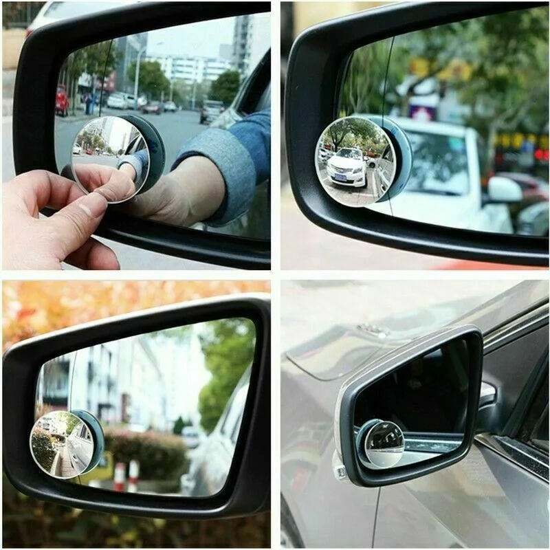 Blind Spot Car Mirror HD Glass Frameless Convex Round Rear View Convex Mirrors for Cars  360° Degree Adjustable 2 PCS/Set