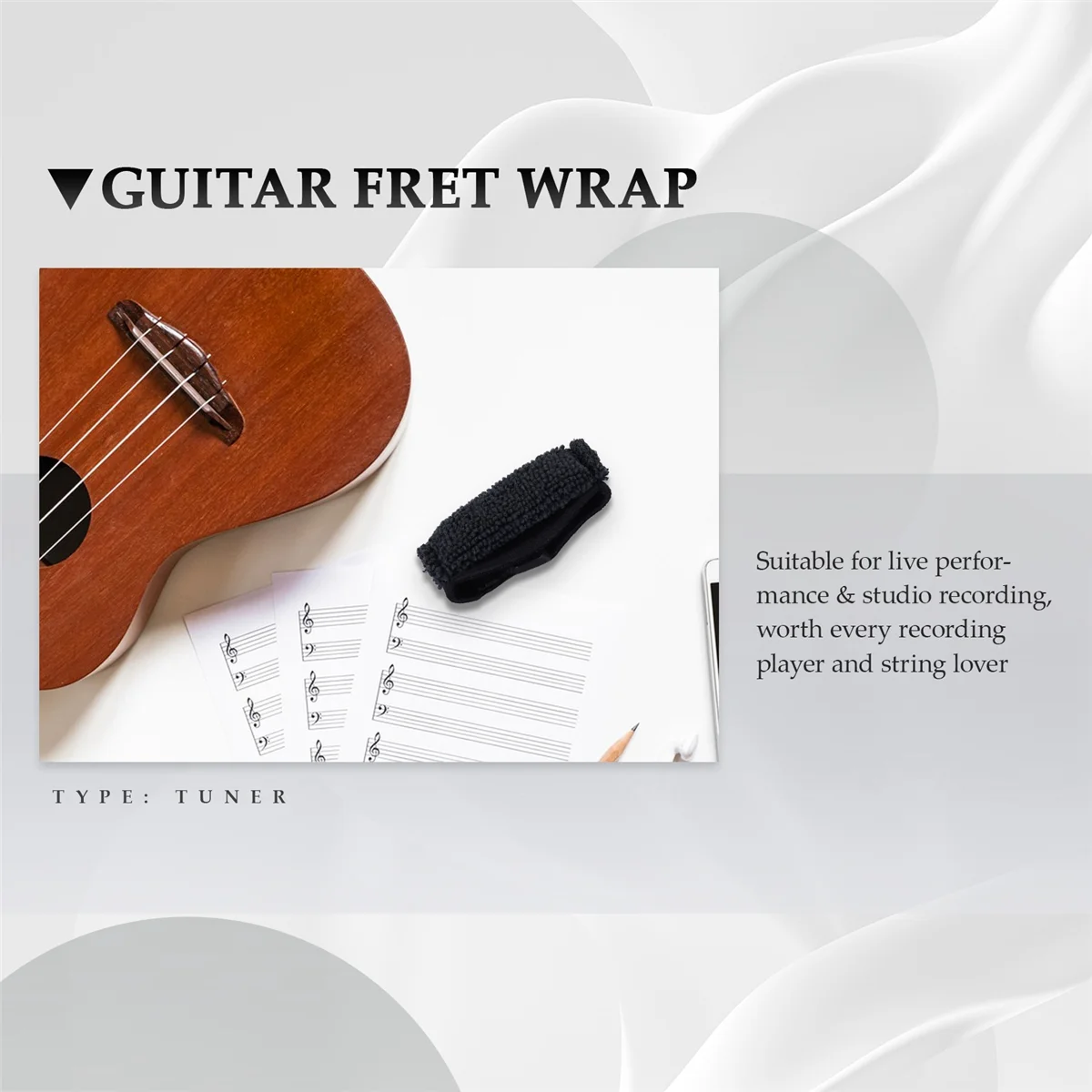 Prácticas cuerdas de traste de guitarra ruido silencioso cinta de haz de guitarra amortiguador Muter envolturas cinta de haz de guitarra guitarras bajo ukelele instrucciones de cuerda