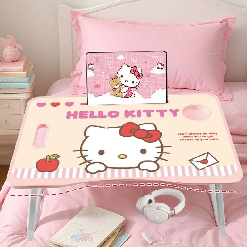 Mesa Plegable para Laptop con Diseño de Anime Sanrio HelloKitty, Portátil, para Dormitorio de Estudiantes, para Estudiar y Escribir, Linda, Kawaii, de Dibujos Animados, Regalo Navideño