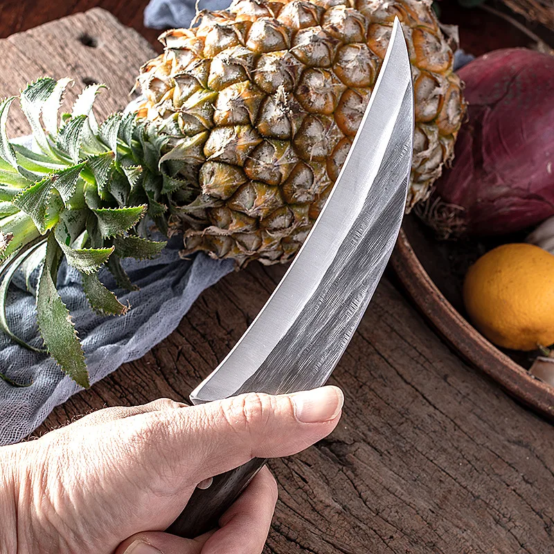 Forjamento, abate, corte de osso, corte, porco, cordeiro, aço carbono, porco, banana, abacaxi, faca de gancho
