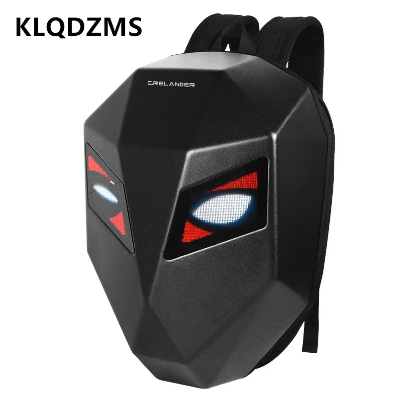 KLQDZMS ABS Hard Shell Backpack New Motorcycle Outdoor Riding Shoulder Bag Men's LED Lightweight Waterproof Helmet Schoolbag